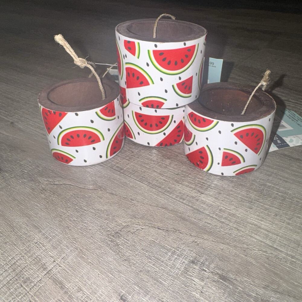 Hobby Lobby Spring Shop Watermelon Napkin Rings Set of 4 Summer Table Decor NWT